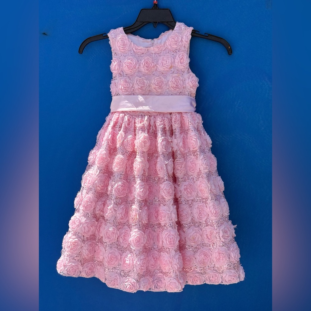 American Princess Pink Rosette Formal Dress - Size 7